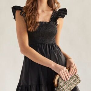 Francesca's Black Ruffled Smocked Dress
